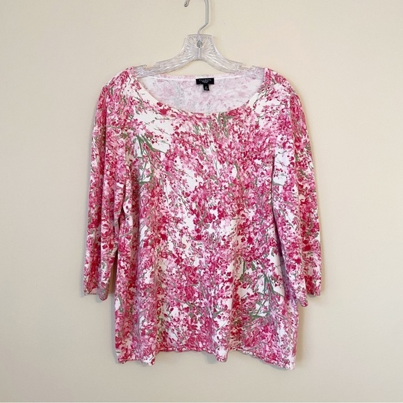 Talbots Floral 3/4 Sleeve Cotton Blend Top - 1X - Picture 9 of 9